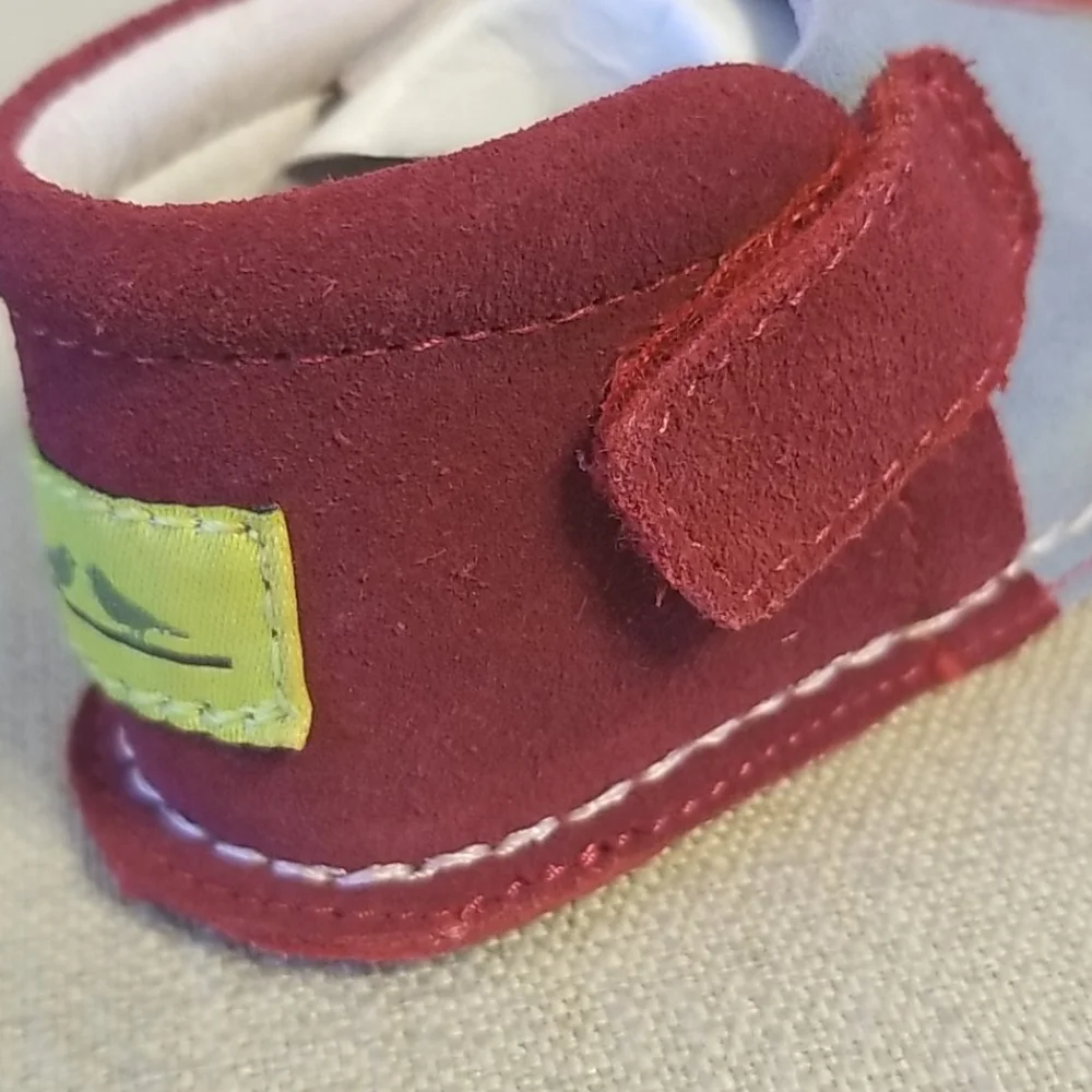 Pipit Striped Toddler Shoes in Sky/Red